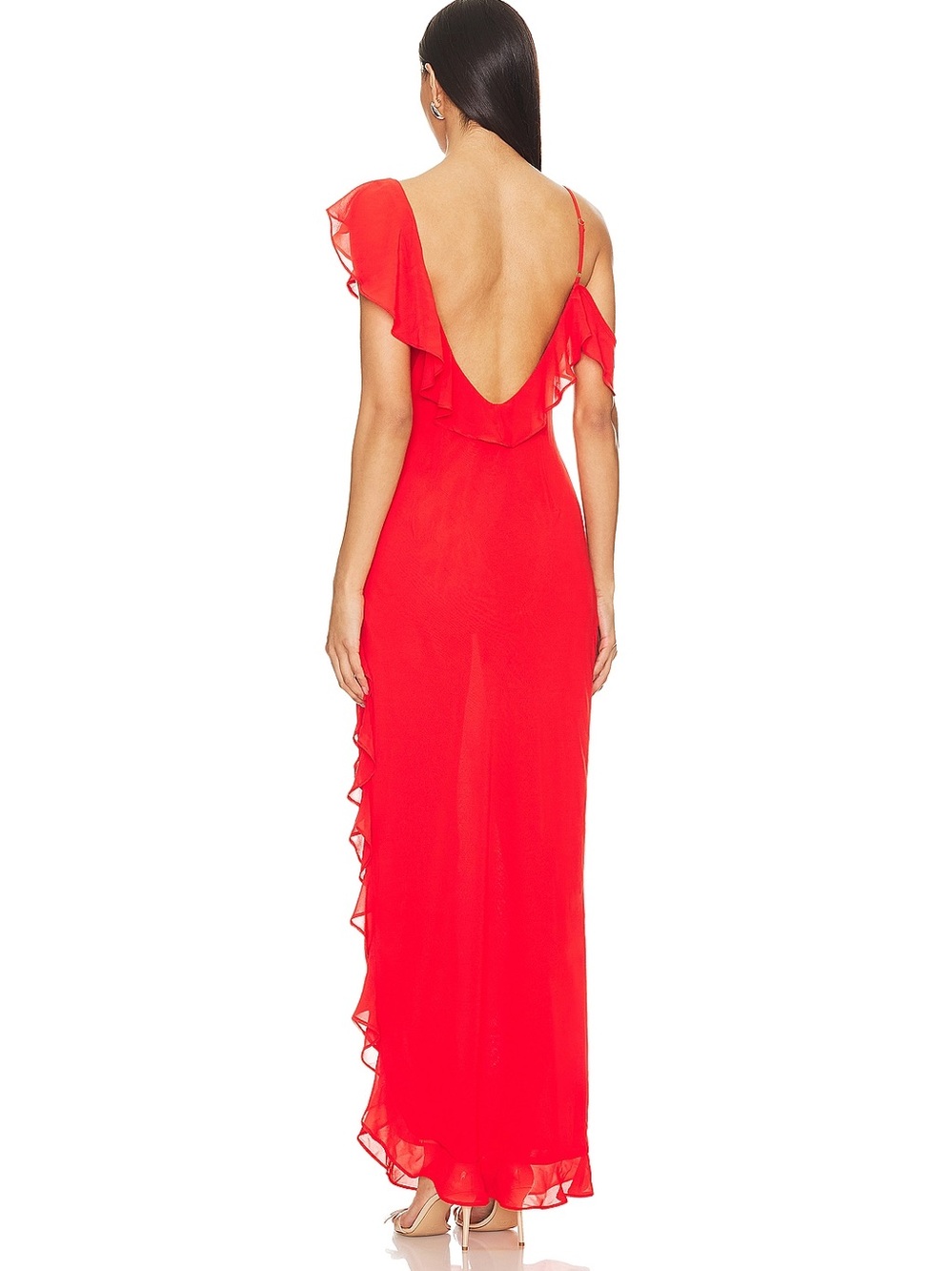 NWT! REVOLVE Runway the Label SHOWPO Winnie red ruffle dress US M - Picture 3 of 10